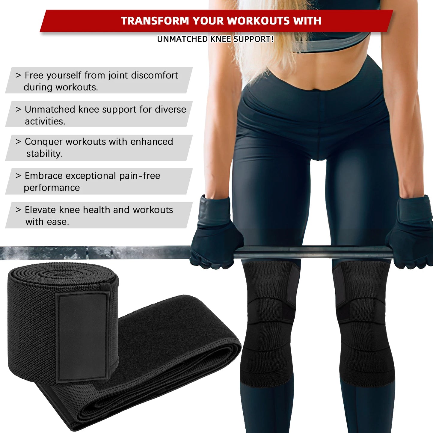 Weight Lifting Knee Wraps Support
